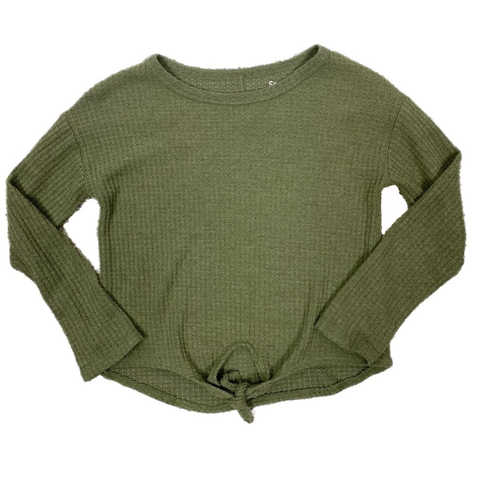 Kohl’s So Girls’ Waffle‎ Weave Tie-Front Long Sleeve Shirt Size Medium (8)